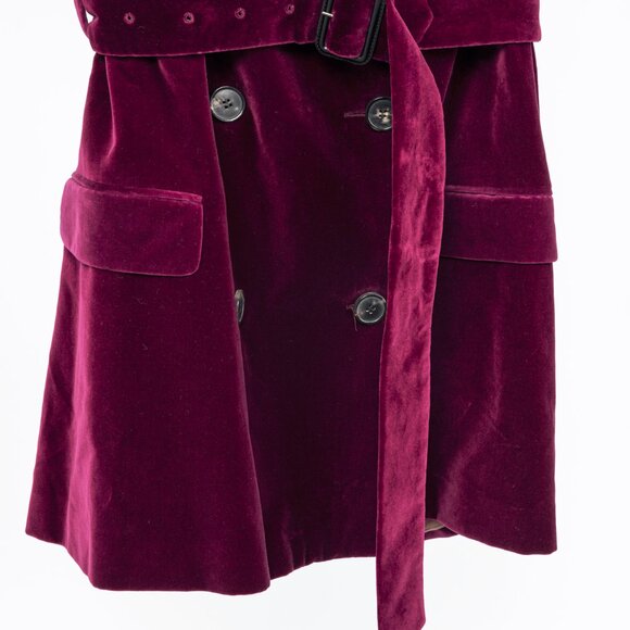 Dries Van Noten AW/20 Runway Rawn Shortbis Dark-Pink Velvet Cap-Sleeve Coat - Picture 7 of 12